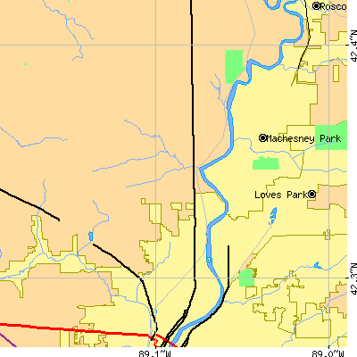 Zip code 61103 close-up map