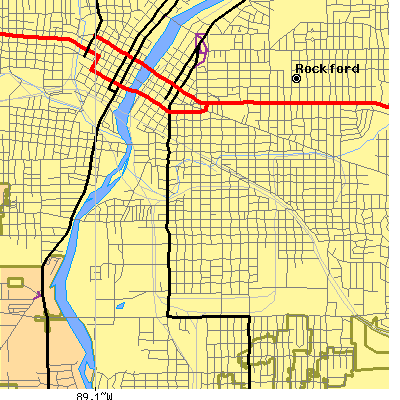 Zip code 61104 close-up map
