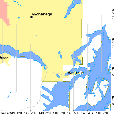Zip code 99587 close-up map