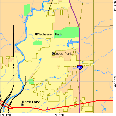 Zip code 61111 close-up map