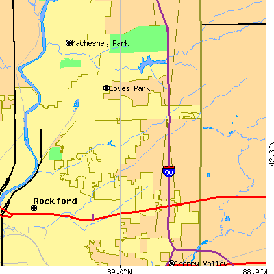 Zip code 61114 close-up map