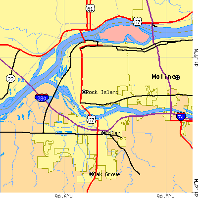 Zip code 61201 close-up map
