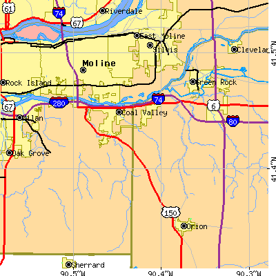 Zip code 61240 close-up map