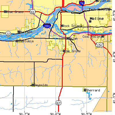 Zip code 61264 close-up map