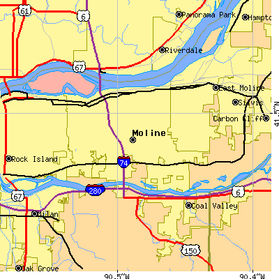 Zip code 61265 close-up map