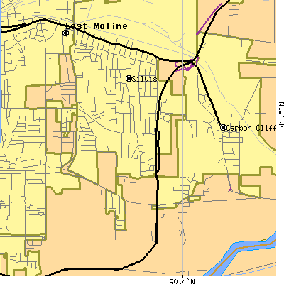 Zip code 61282 close-up map
