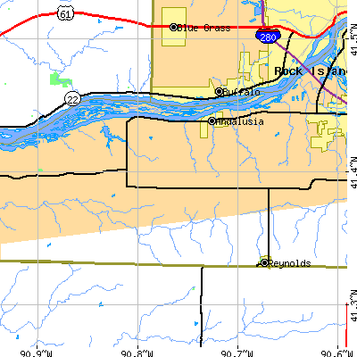 Zip code 61284 close-up map
