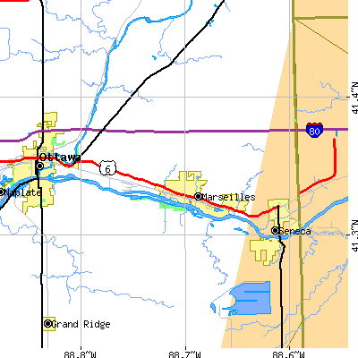 Zip code 61341 close-up map