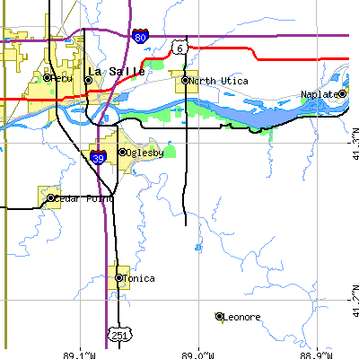 Zip code 61348 close-up map