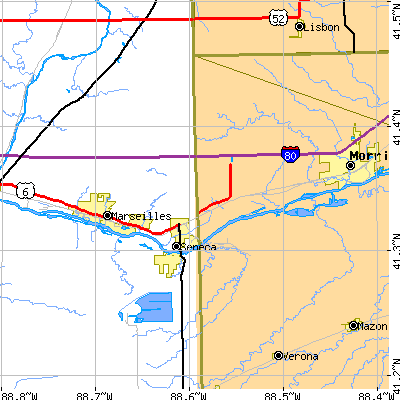 Zip code 61360 close-up map