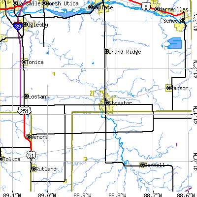 Zip code 61364 close-up map