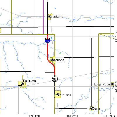 Zip code 61377 close-up map