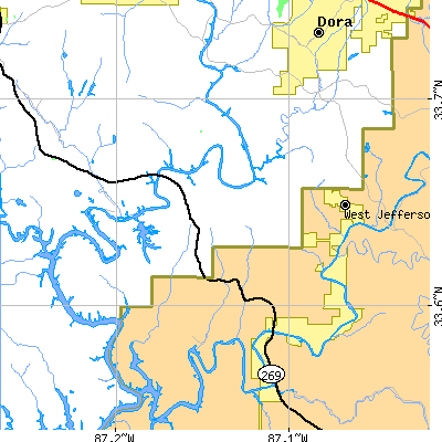 Zip code 35130 close-up map