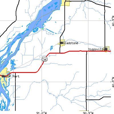Zip code 61437 close-up map
