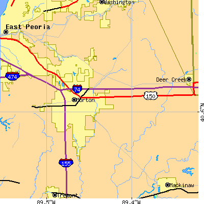 Zip code 61550 close-up map