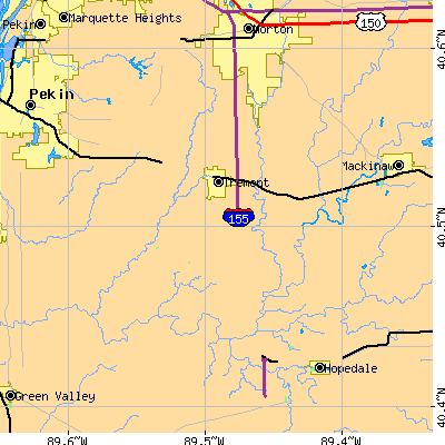 Zip code 61568 close-up map