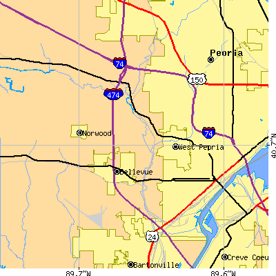 Zip code 61604 close-up map