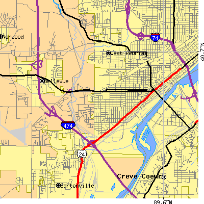 Zip code 61605 close-up map