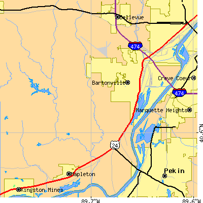 Zip code 61607 close-up map