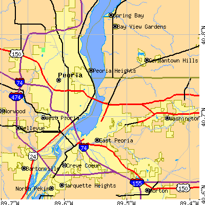 Zip code 61611 close-up map