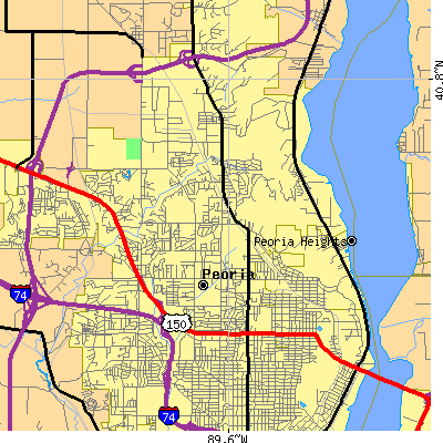Zip code 61614 close-up map