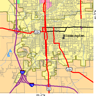 Zip code 61701 close-up map