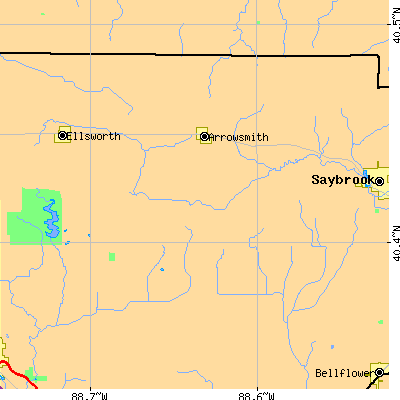 Zip code 61722 close-up map