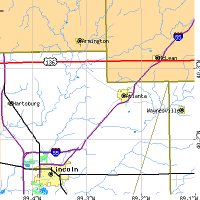Zip code 61723 close-up map