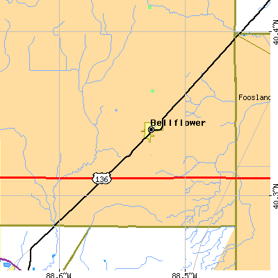 Zip code 61724 close-up map