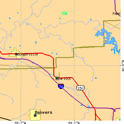 Zip code 61725 close-up map