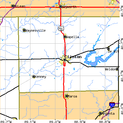 Zip code 61727 close-up map