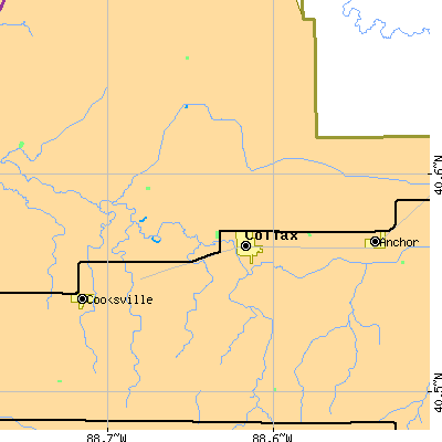 Zip code 61728 close-up map
