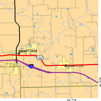 Zip code 61729 close-up map