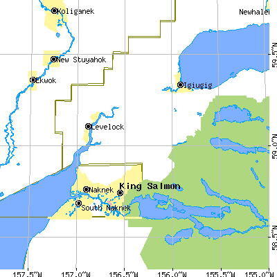 Zip code 99625 close-up map