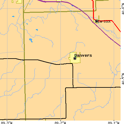Zip code 61732 close-up map