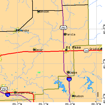 Zip code 61738 close-up map