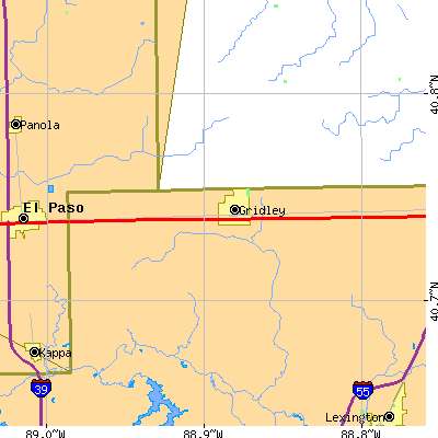 Zip code 61744 close-up map