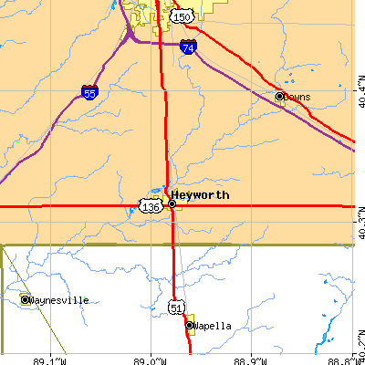 Zip code 61745 close-up map