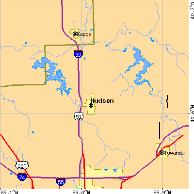 Zip code 61748 close-up map