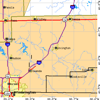 Zip code 61753 close-up map