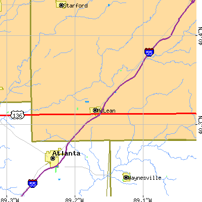 Zip code 61754 close-up map