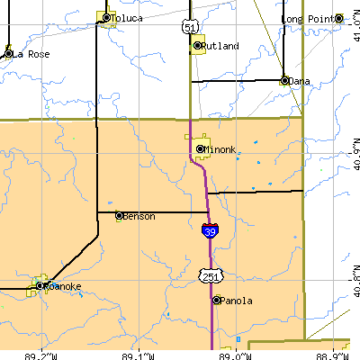 Zip code 61760 close-up map