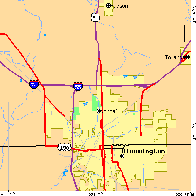 Zip code 61761 close-up map