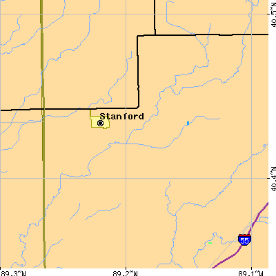 Zip code 61774 close-up map