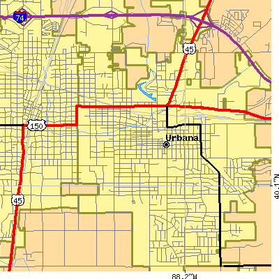 Zip code 61801 close-up map