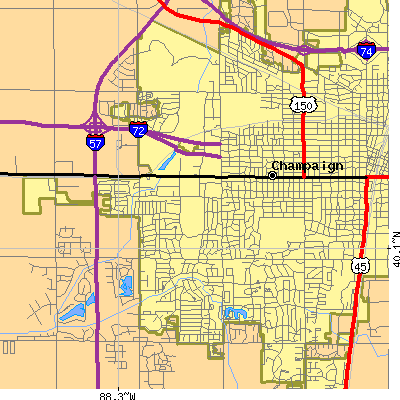 Zip code 61821 close-up map
