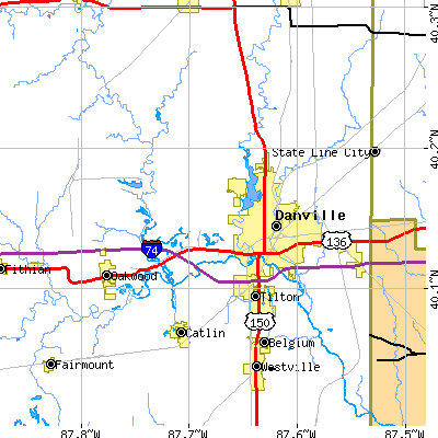 Zip code 61834 close-up map