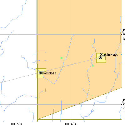 Zip code 61851 close-up map