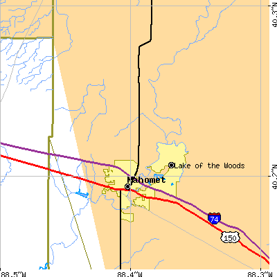 Zip code 61853 close-up map