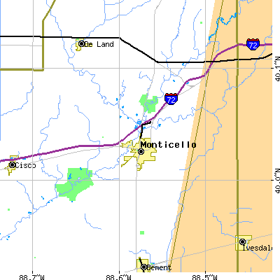 Zip code 61856 close-up map